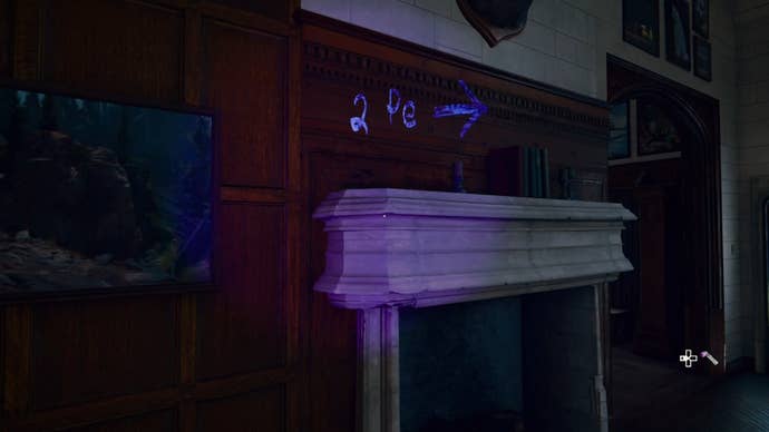 Writing on a wood paneled wall shown with a backlight in Call of Duty Black Ops 6.