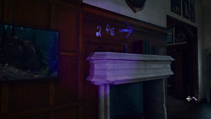 Writing on a wood-paneled wall shown with backlighting in Call of Duty Black Ops 6.