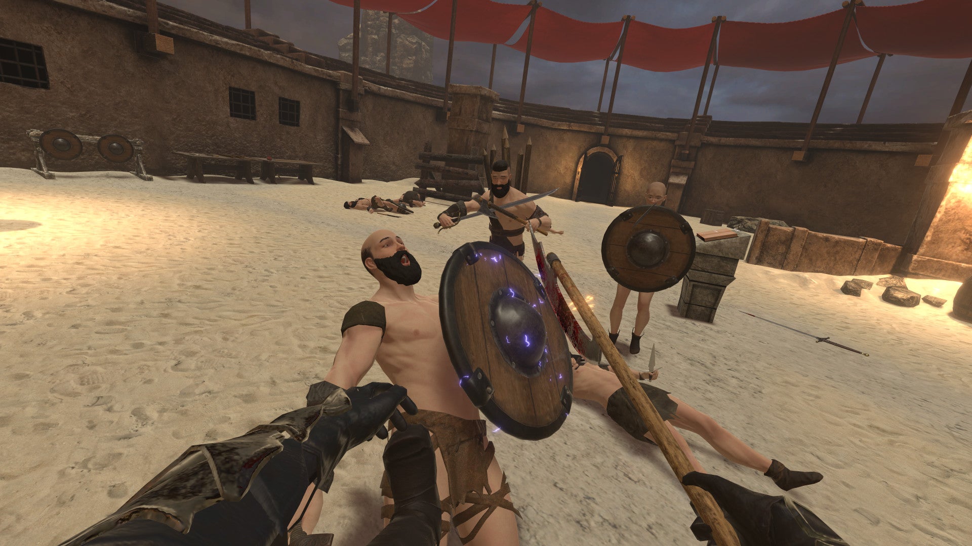 A player attacks warriors in Blade &amp; Sorcery