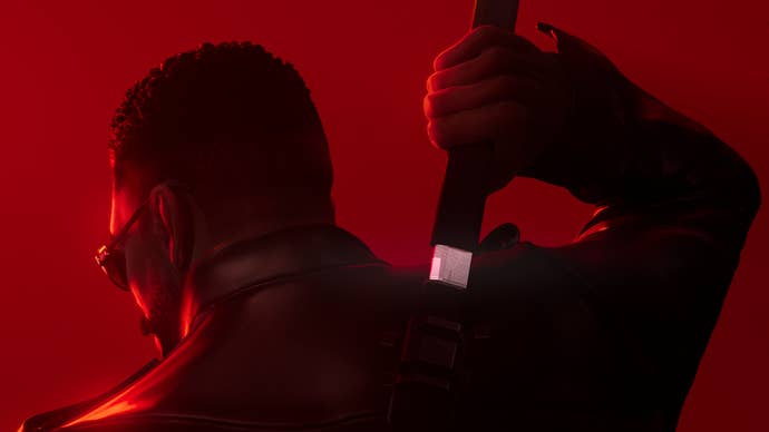 Blade faces away from the camera in artwork for Marvel’s Blade