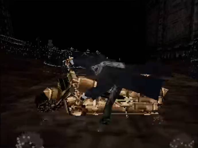 Father Gascoigne performs an Akira slide on a gothic motorbike in Bloodborne Kart