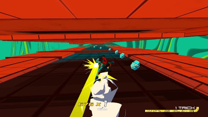 Grinding between a tight floor and ceiling in Bomb Rush Cyberfunk