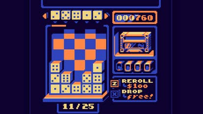 A lo-fi Game Boy-style falling artifact crippled with a pixelart portion cassette subordinate and a grid-background committee and blocks that are besides dice.
