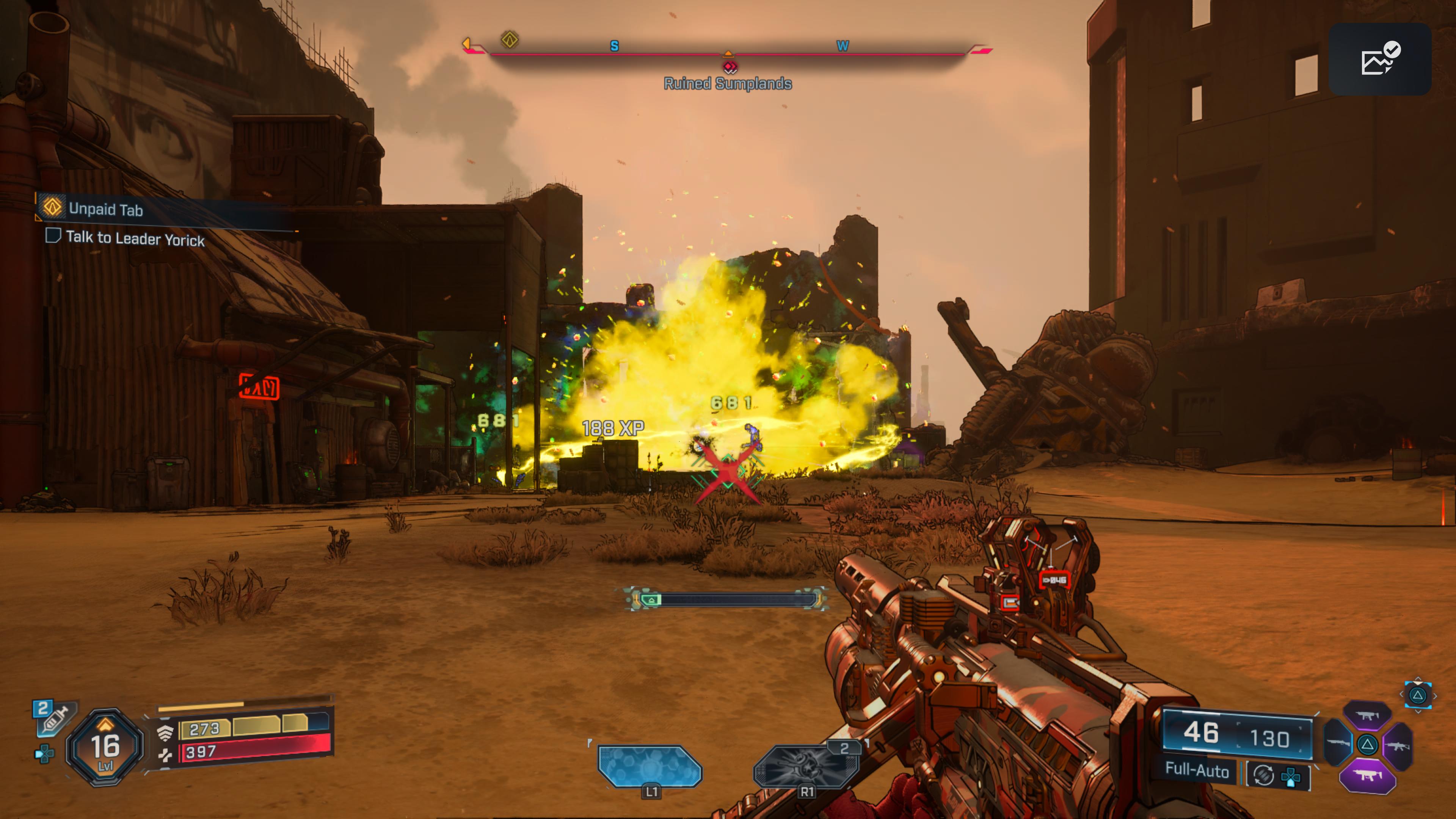 Harlowe's CHROMA Accelerator orb explodes, dealing massive damage, in Borderlands 4.