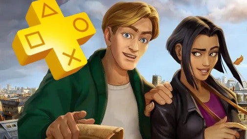 Broken Sword - Shadow of the Templars Reforged artwork with a PS Plus logo to one side