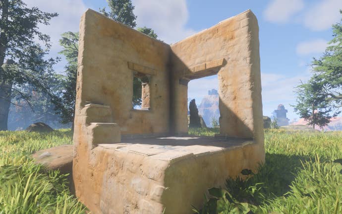 A demonstration of the Refined Sandstone Block, which has yellow and orange smoothed stone bricks.