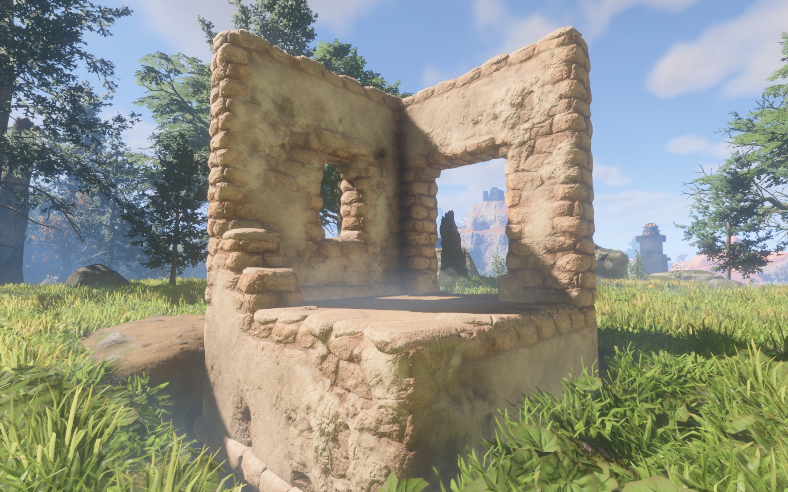 A demonstration of the Regular Sandstone Block, with yellow stone bricks and a slightly worn-down look.