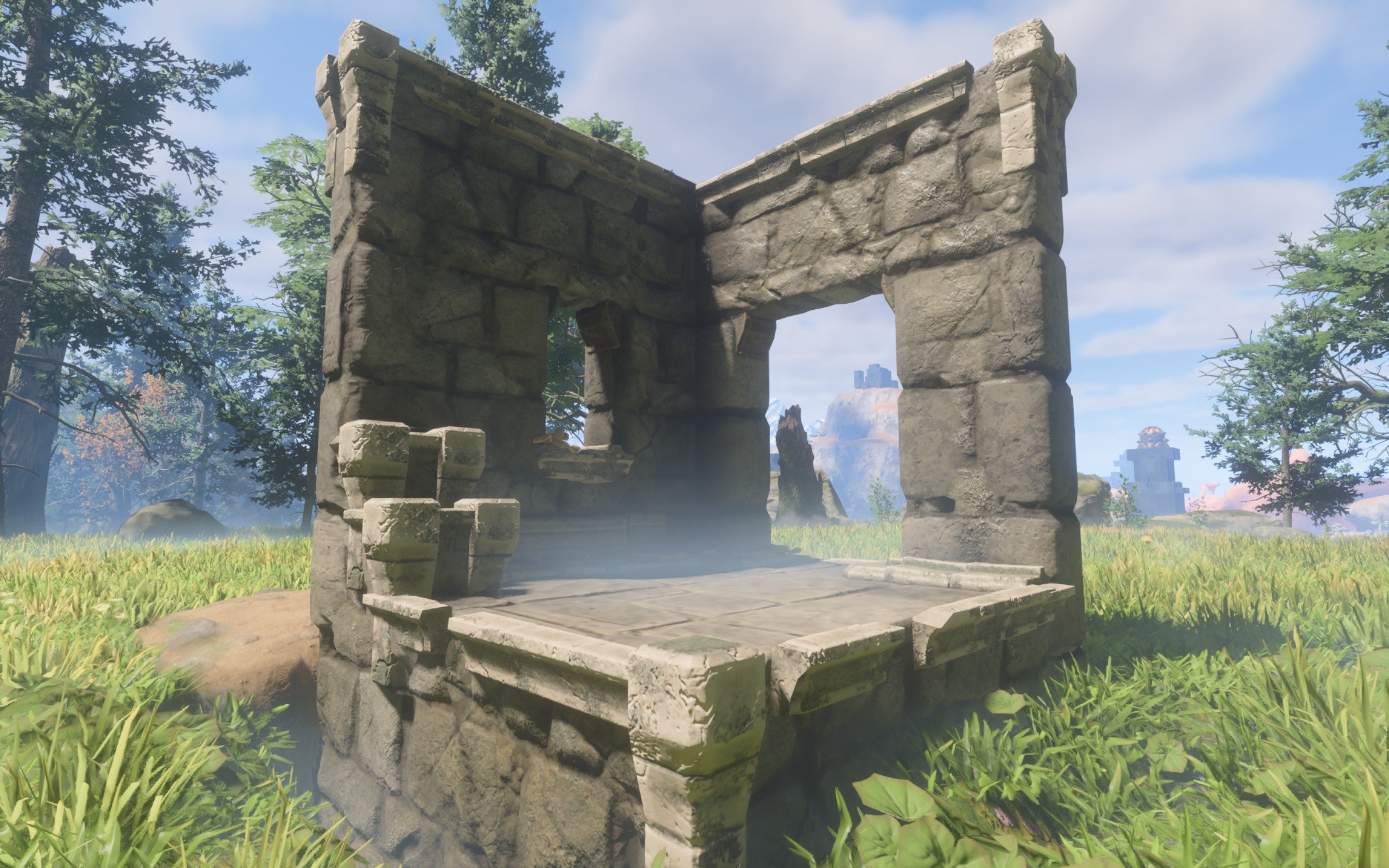 A demonstration of the Weathered Stone Block, made of large stone bricks bearing marks and signs of age.