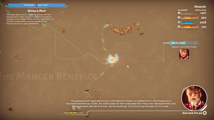 A sea map menu screen in Bulwark: Falconeer Chronicles