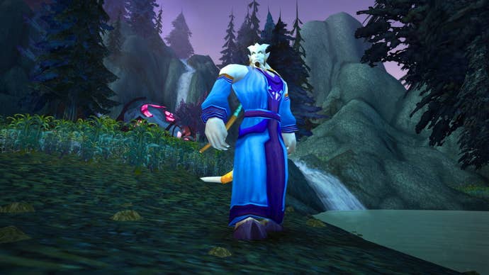 A large blue goat like creature called the Draenei from World Of Warcraft