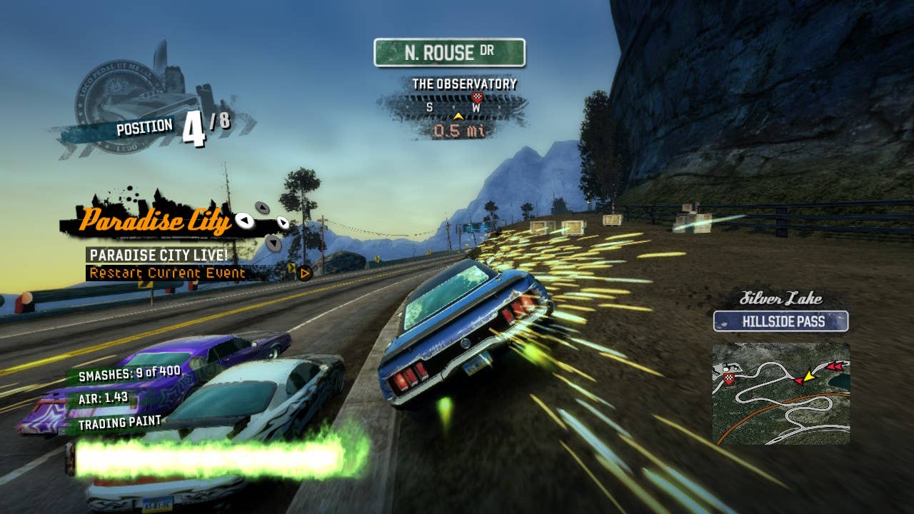 Grinding against other cars in Burnout Paradise.