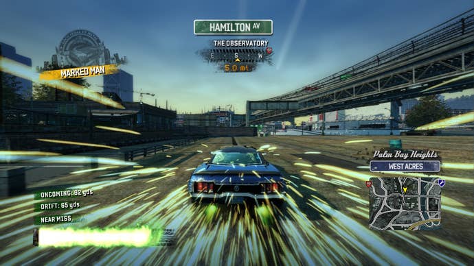 Racing along in Burnout Paradise.