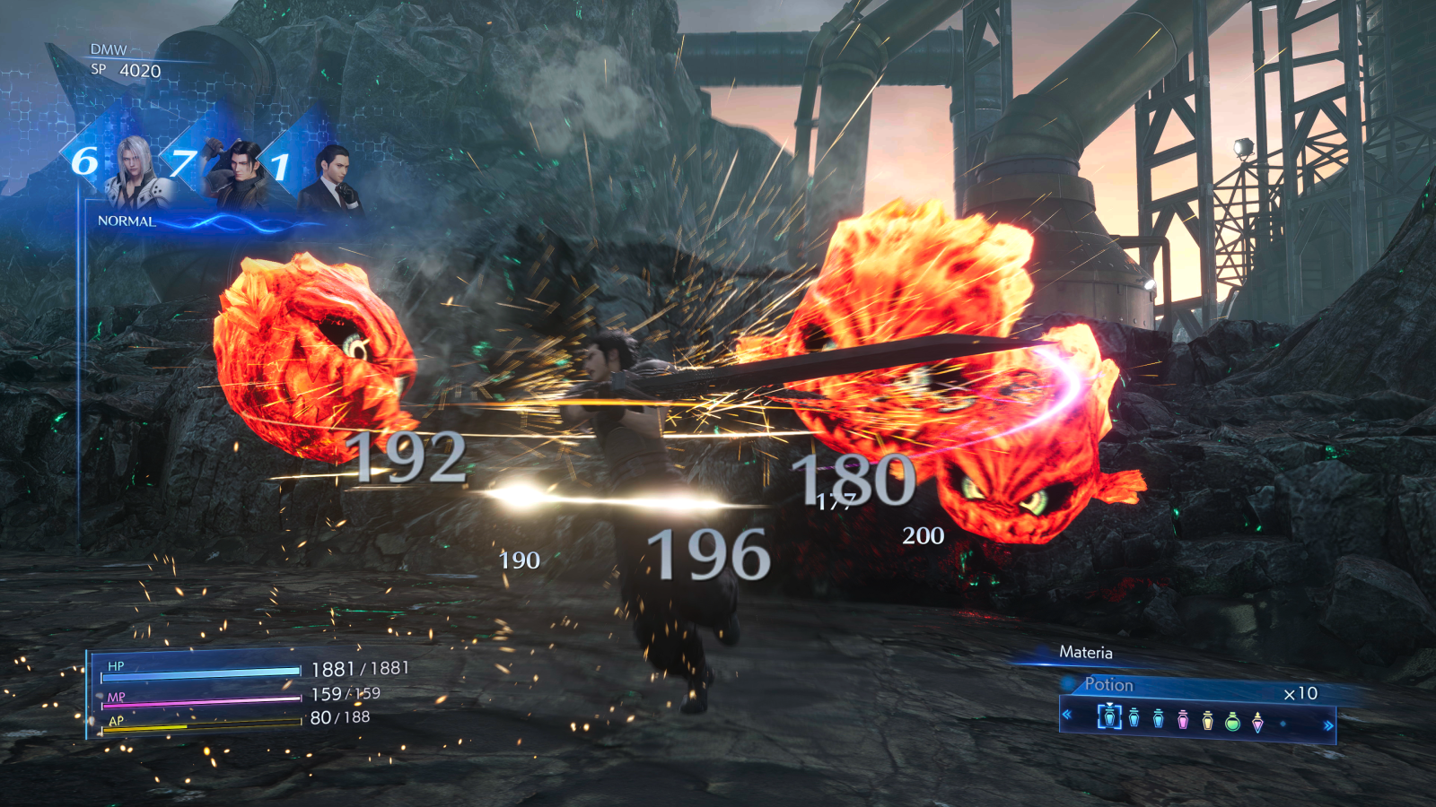 Zack during combat in Crisis Core