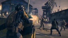 A screenshot showing gunplay in Modern Warfare 3's Zombies mode.