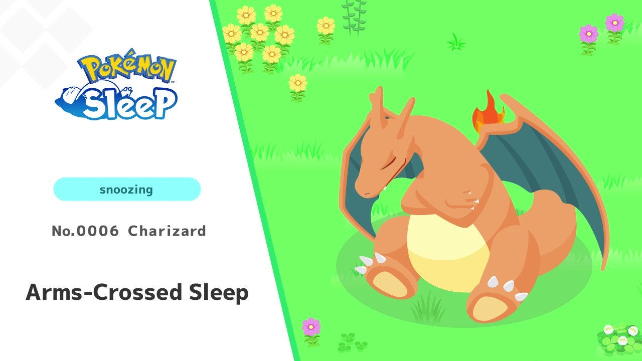 Pokemon Sleep screenshot featuring Charizard in 'cross-armed sleep'. - 5