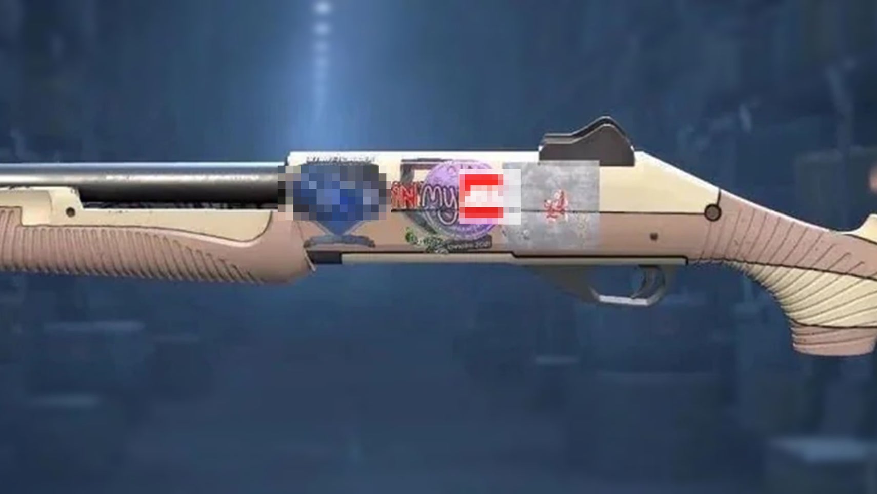 Custom CS2 shotgun skins with naughty stickers, blurred. - 1