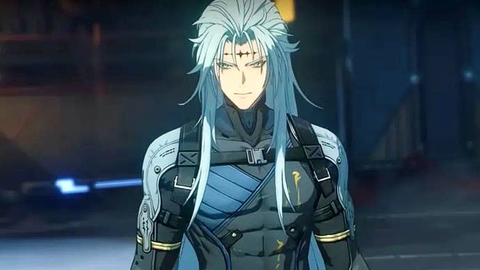 A screenshot of Calcharo from Wuthering Waves.