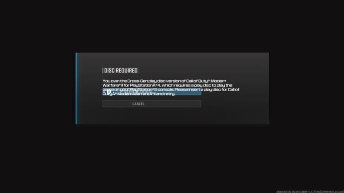 A pop up error message that blocks players from accessing Modern Warfare 3.