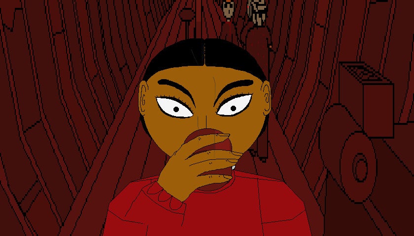 A woman drinks in the bowels of a pirate ship in Cape Hideous. - 1