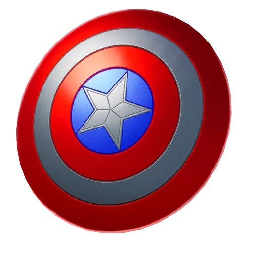 Menu view of Captain America&rsquo;s Shield weapon in Fortnite.