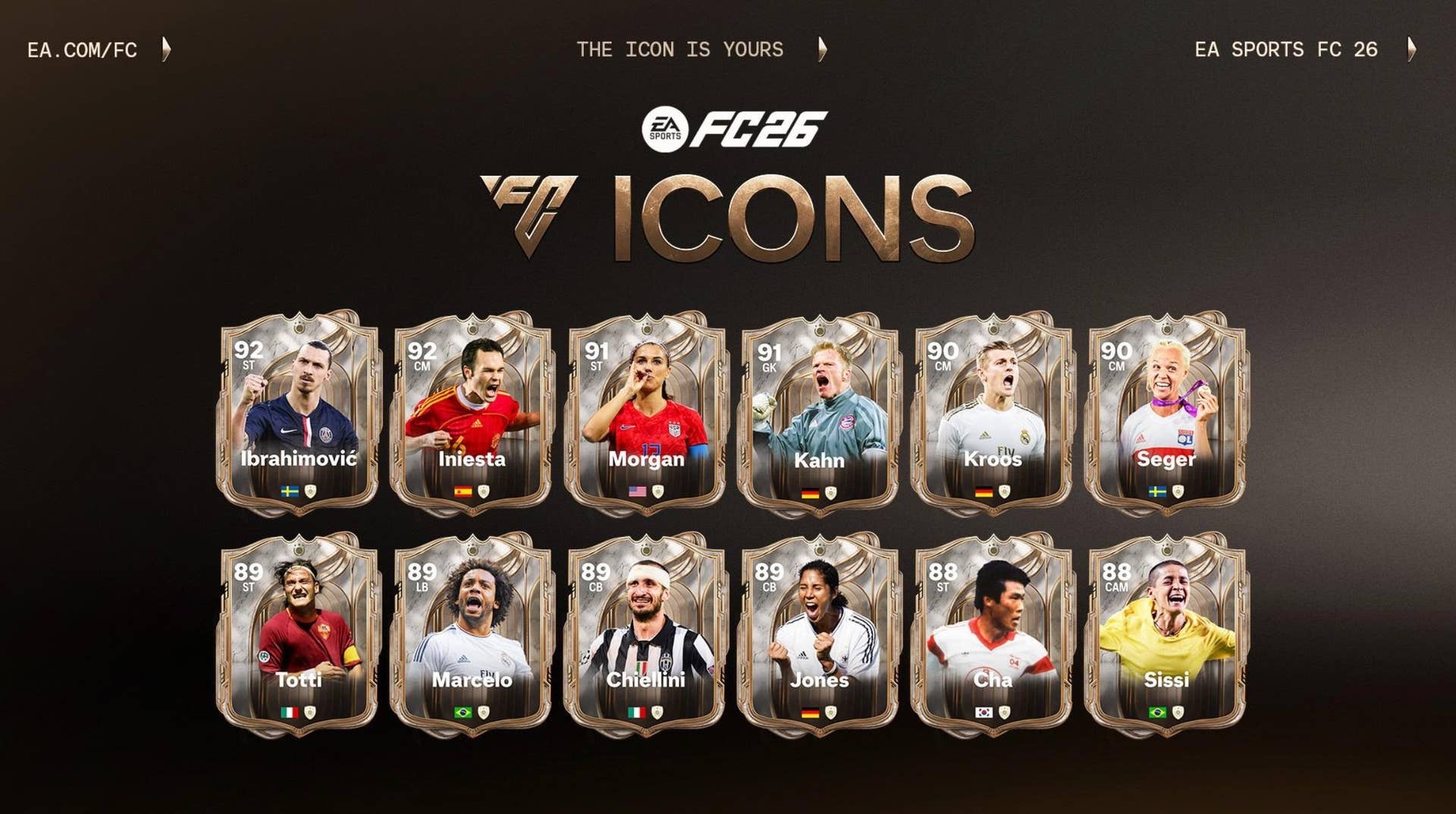 Anunciados los nuevos iconos que se añadirán a EA Sports FC 26