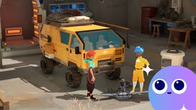 Sauge discusses a van upgrade with her mechanic friend in Caravan SandWitch. The Gamer Network Wishlisted logo is added in the bottom-right corner.