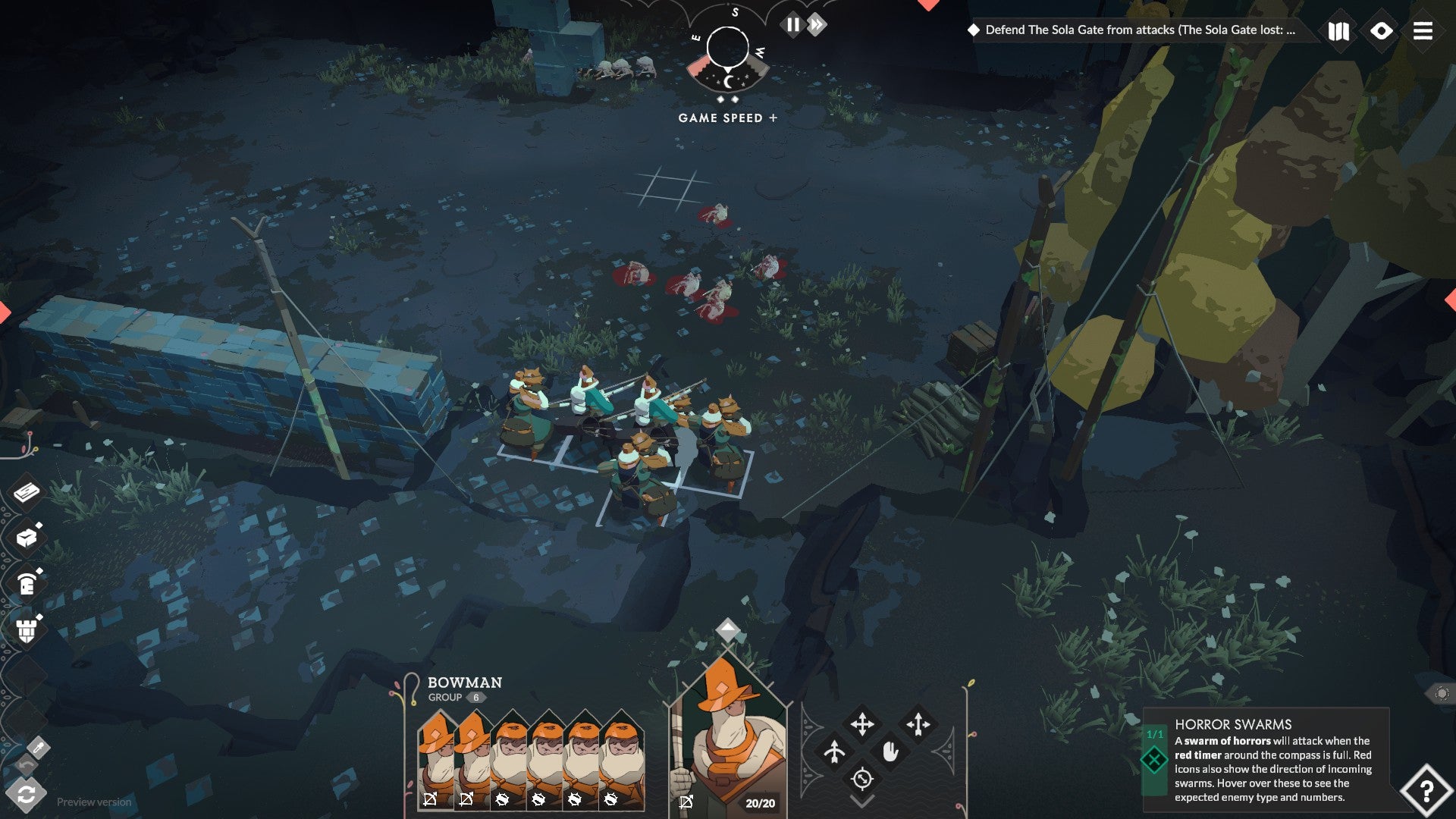 Troops try to defend a castle from turkey-like enemies in Cataclismo.