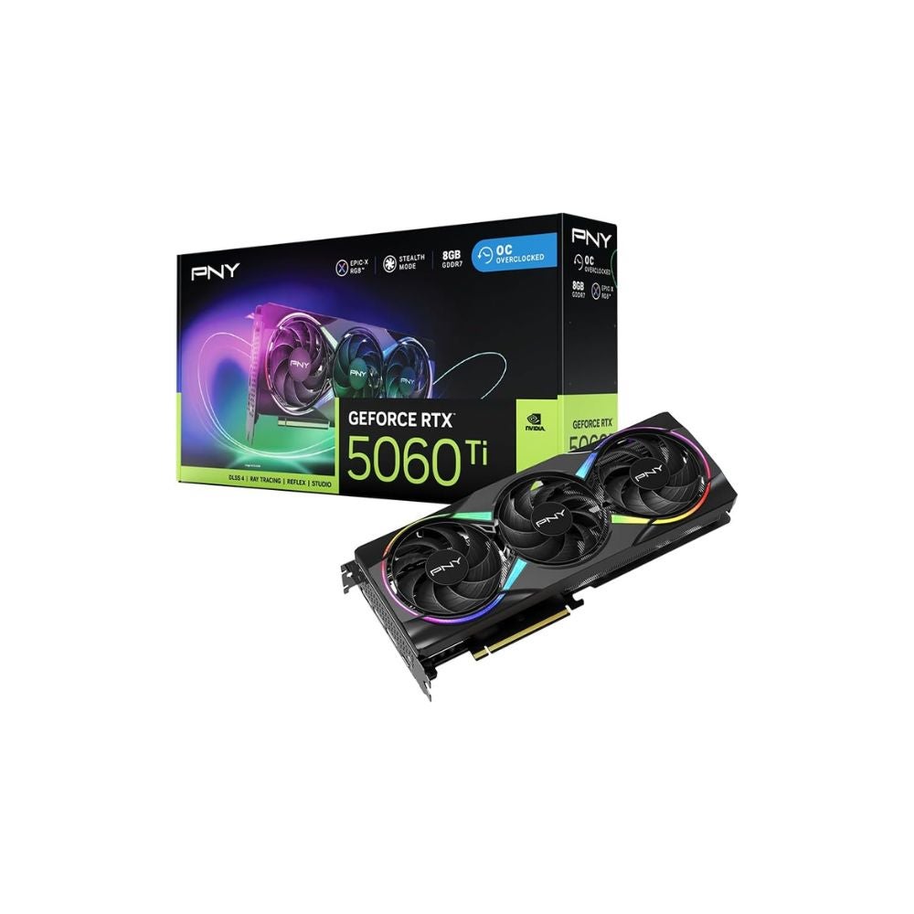 PNY GeForce RTX™ 5060 Ti 8GB Epic-X RGB™ Overclocked Triple Fan GPU DLSS 4