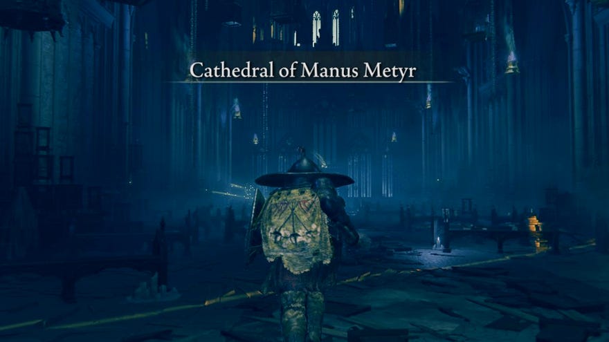 Entering the Cathedral of Manus Metyr in Elden Ring: Shadow of the Erdtree.