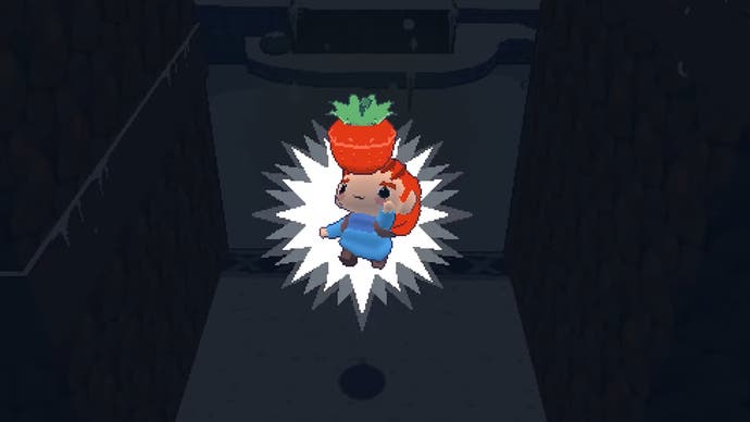 Screenshot of Celeste 64 collecting a strawberry in celebration