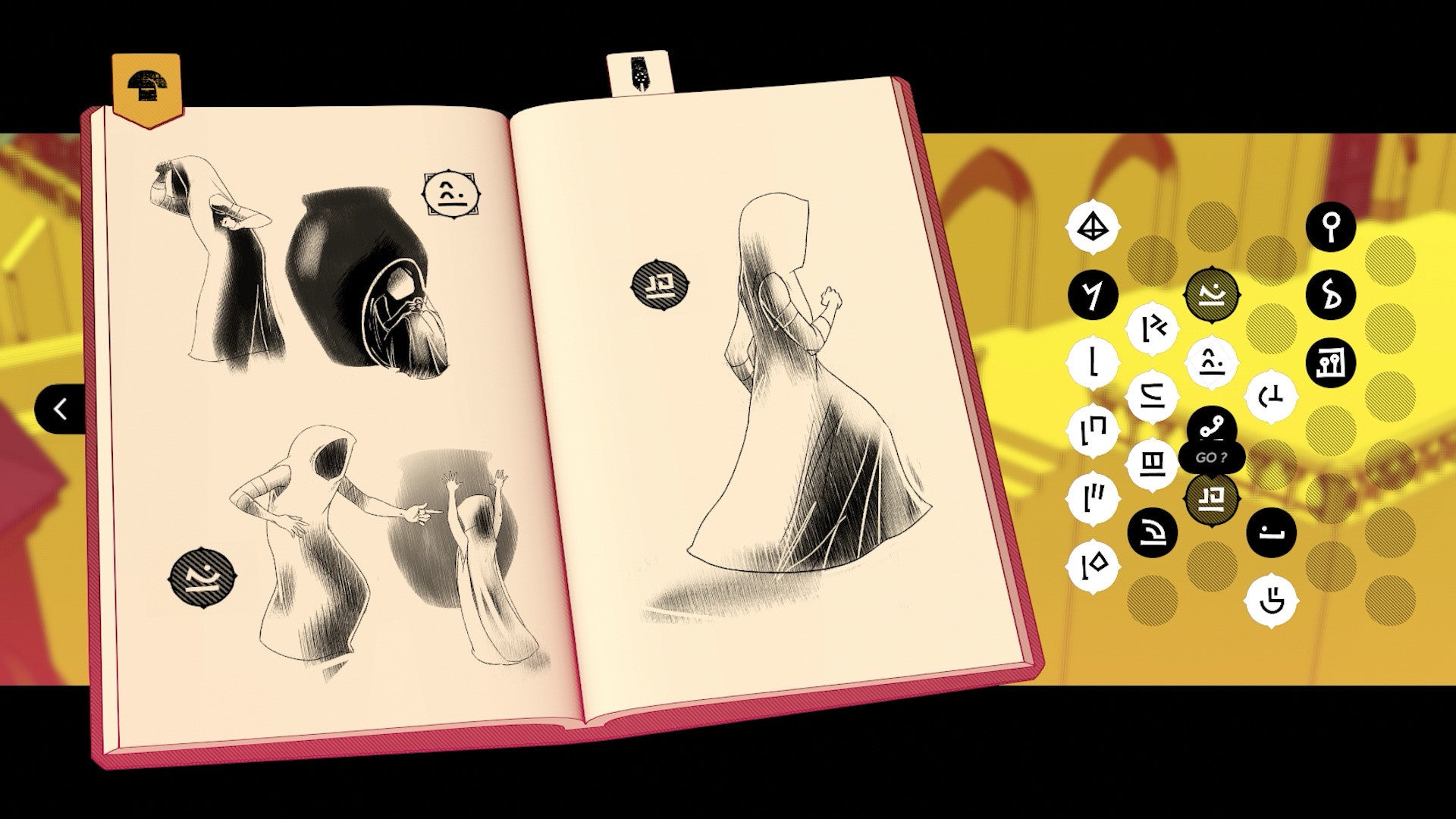 The notebook for working out definitions of symbols in Chants of Sennaar