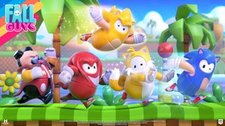 Fall Guys characters can be seen in Sonic the Hedgehog themed cosmetics that include Sonic, Tails, Knuckles, and Dr. Robotnik.