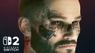 Character customisation in Cyberpunk 2077 with a Switch 2 logo in the lower left corner