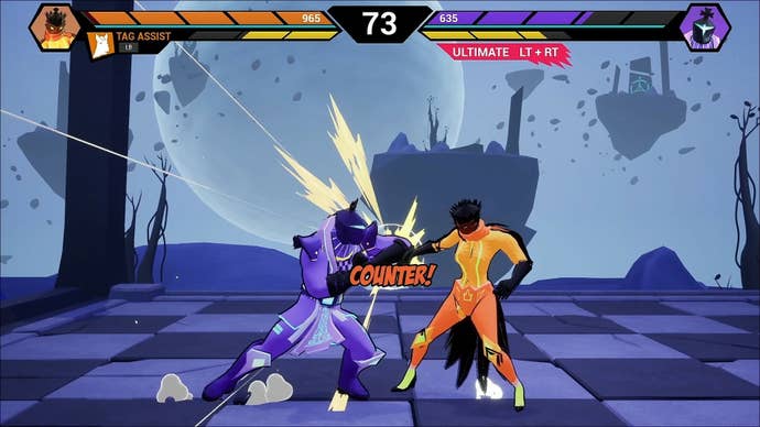 An orange Bishop counters the move of a purple Knight in Checkmate Showdown.