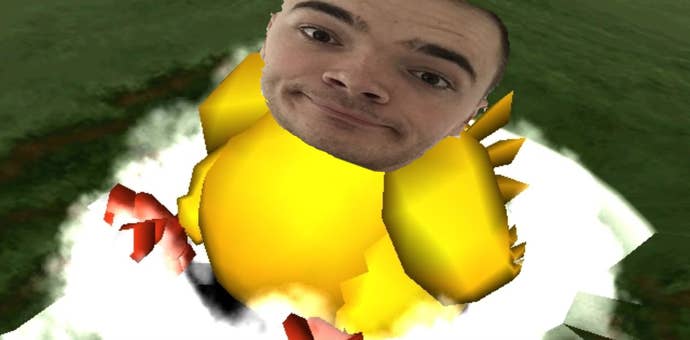 Chris Bratt as a large chocobo