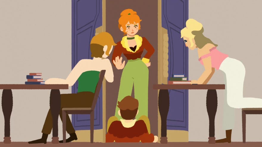 A man is pushed to the ground, surrounded by young women, in Chronique Des Silencieux