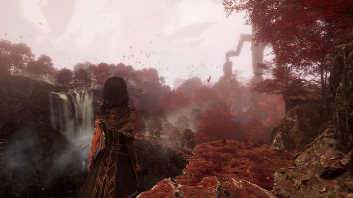 Lune looks at the landscape in Clair Obscur: Expedition 33’s Ancient Sanctuary