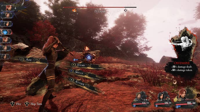 Maelle and the rest of the expeditioners fight the Petank in Ancient Sanctuary in Clair Obscur: Expedition 33