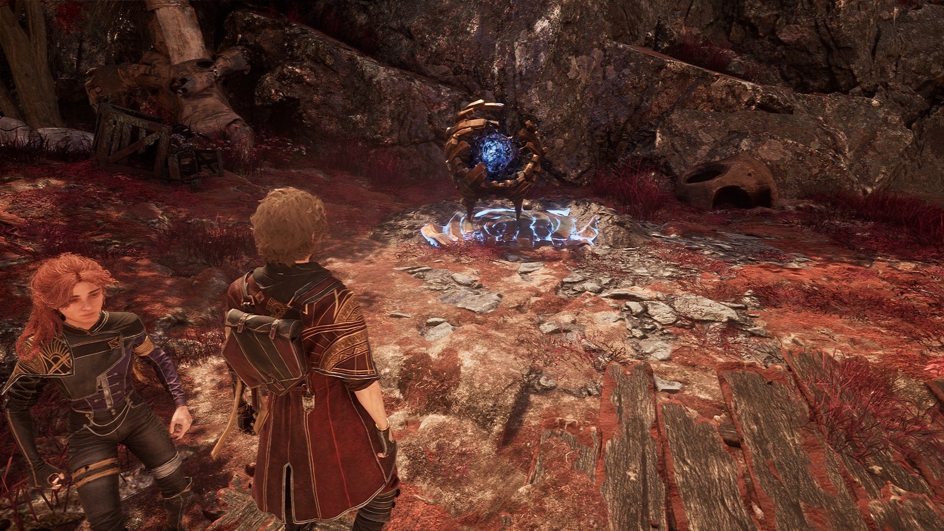 Gustave stands in front of a Petank and their Petank platform in Ancient Sanctuary in Clair Obscur: Expedition 33 - 4