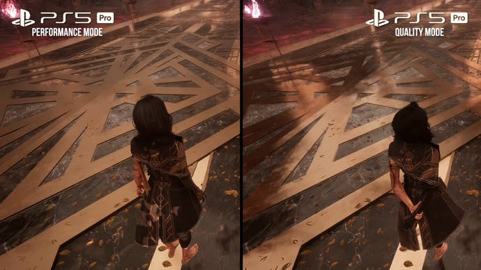 clair obscur screenshot: comparison between quality and performance mode, reflections