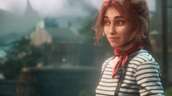 Clair Obscur: Expedition 33 screenshot showing red-headed girl in stripy t-shirt