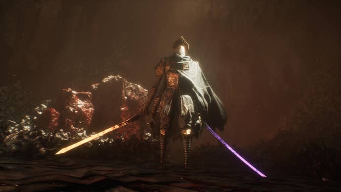 Clair Obscur: Expedition 33 screenshot showing a nightmarish knight enemy holding twin swords