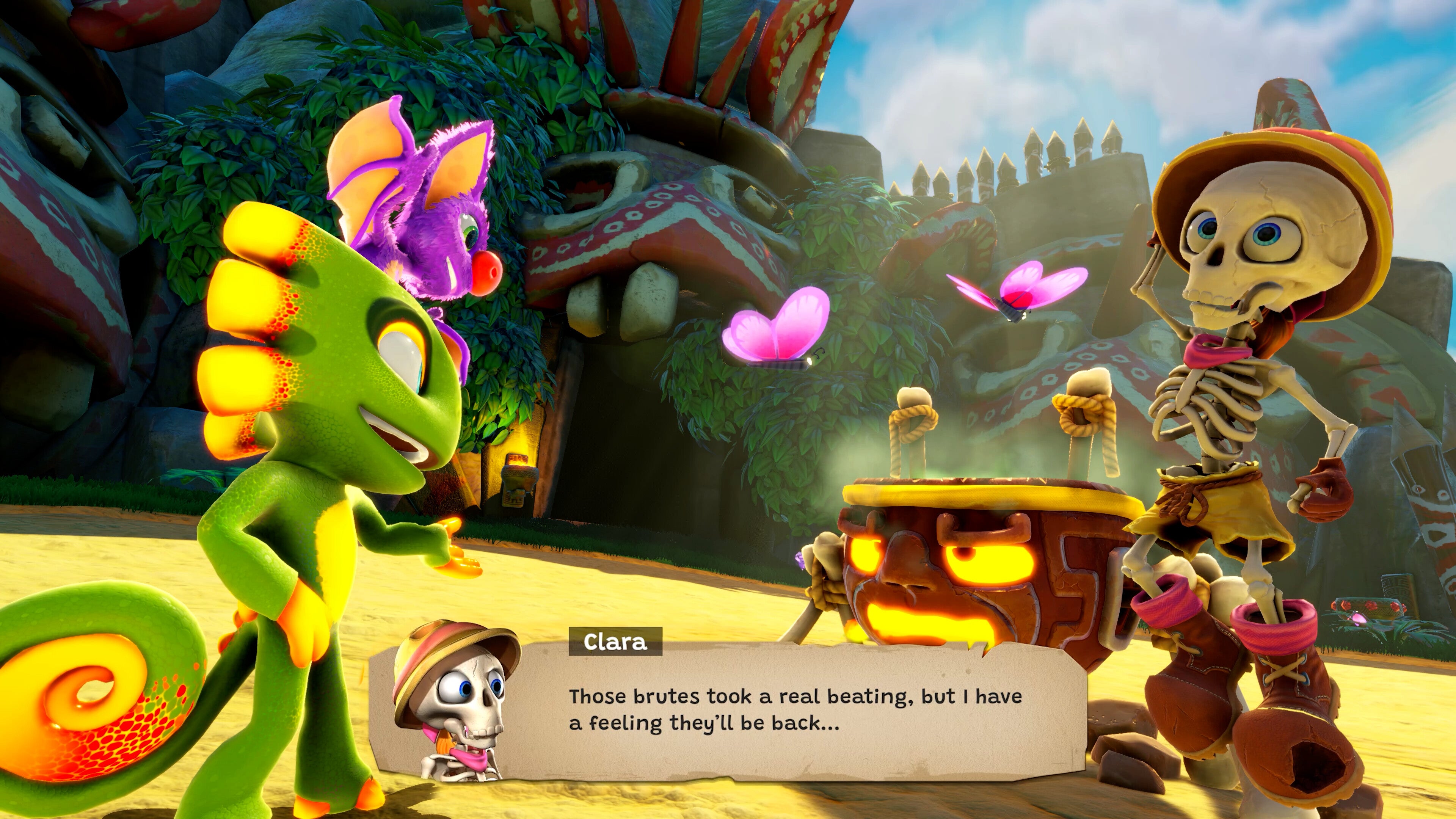 Clara outside of her pot in Yooka Replaylee