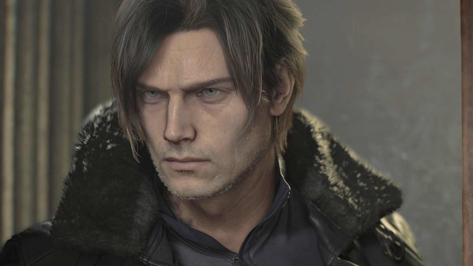 Close up of Leon Kennedy in Resident Evil Requiem