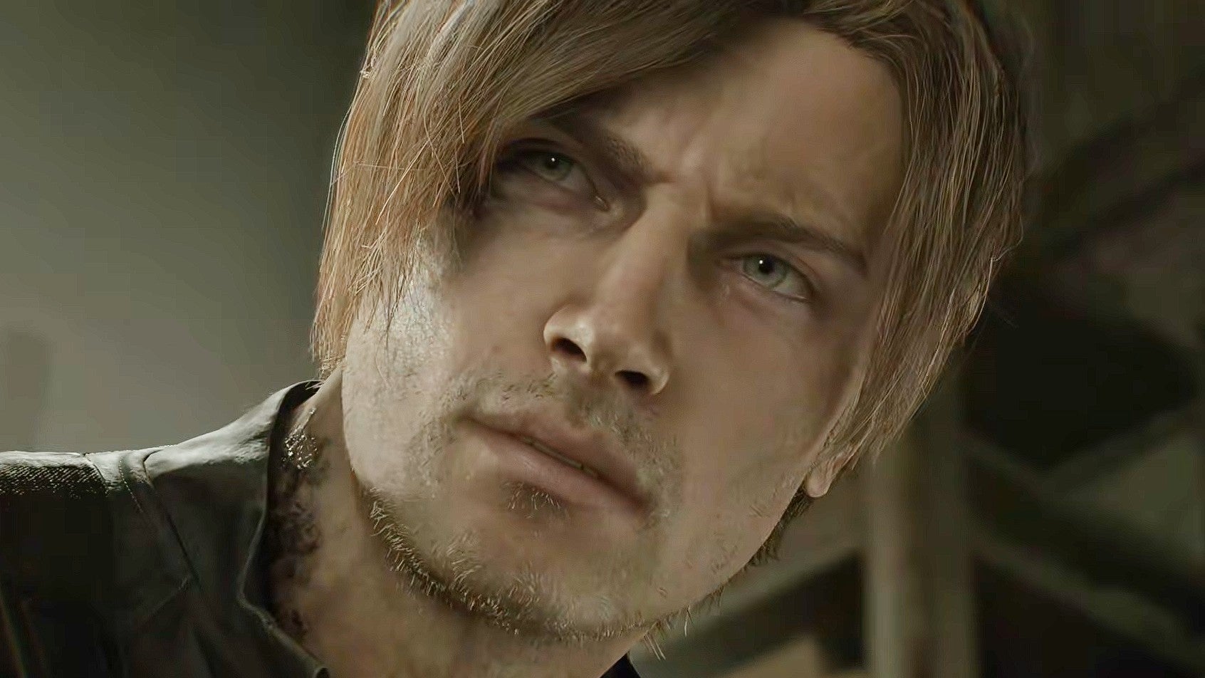 Close up of Leon Kennedy in Resident Evil Requiem