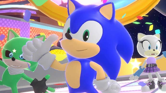 Close up of Sonic the Hedgehog in Sonic Rumble