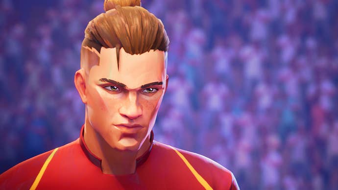 A headshot of a young white player with a manbun in Rematch