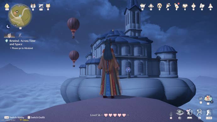 Nikki looking at the castle Cloud Top Balloon in Infinity Nikki.