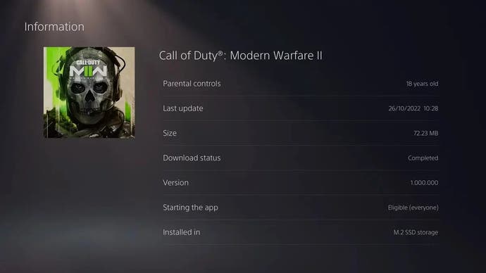 i dati contenuti nel disco di Call Of Duty Modern Warfare 2 sono davvero esigui