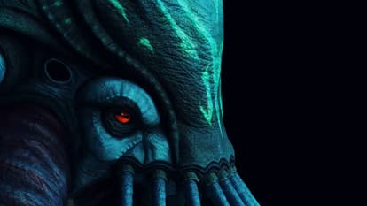 A close-up of the nightmarish illustration of the Collector Leviathan, a elephantine squid monster from Subnautica 2. You tin spot 1 of its reddish eyes and immoderate lighter patterns connected its brow, with its tentacles retired of shot.